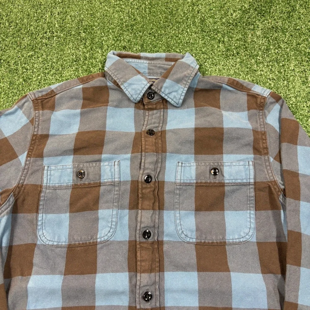 Vintage J. Crew Flannel Shirt Brown Blue Plaid